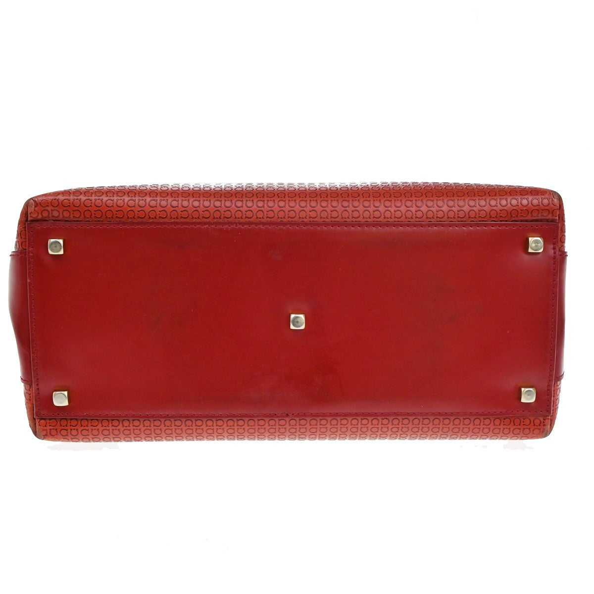 SALVATORE FERRAGAMO Logo Gancini Hand Bag Leather Red GHW Italy  66KA625