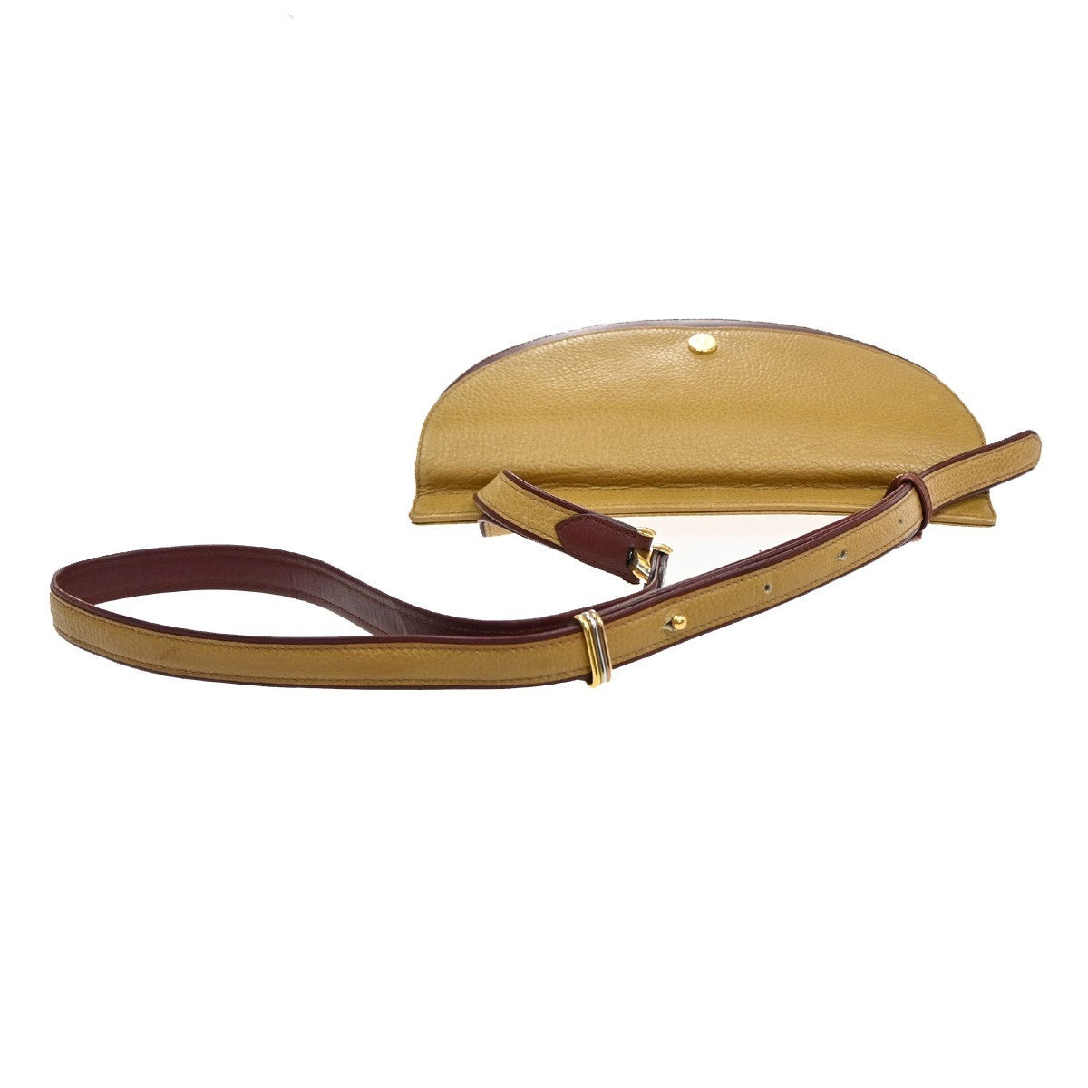 MUST DE CARTIER 2C Logo Trinity Bicolor Shoulder Bag Leather Yellow Red 38YJ118