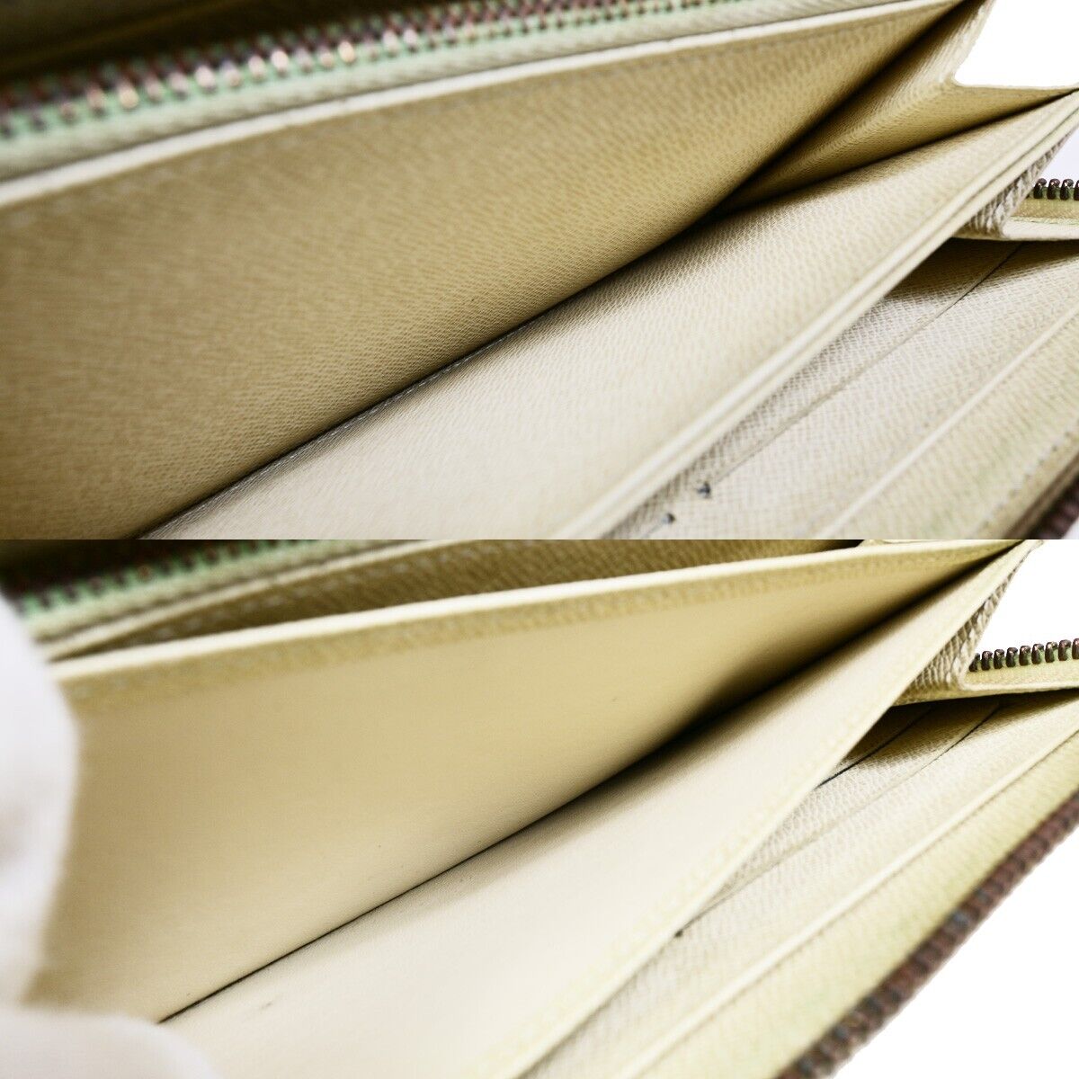 LOUIS VUITTON Zippy Wallet Purse Damier Azur Leather White N60019 05EB293