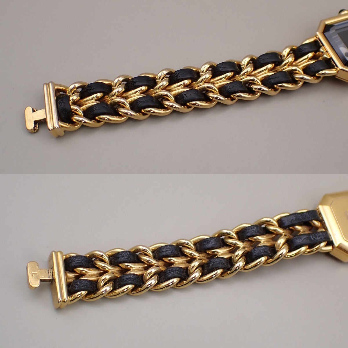 CHANEL Logo Premiere Watch H0001  # L Quartz Gold Plated Leather GHW 690RK949
