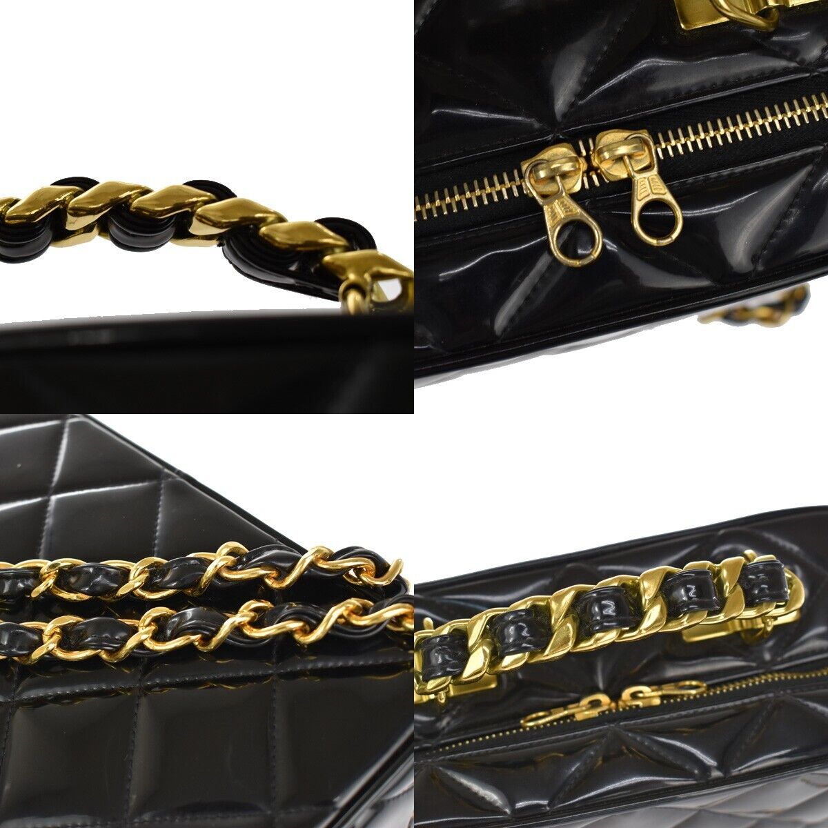 CHANEL Matelasse 2Way Chain Shoulder Hand Bag Patent Leather Black GHW 695RH004