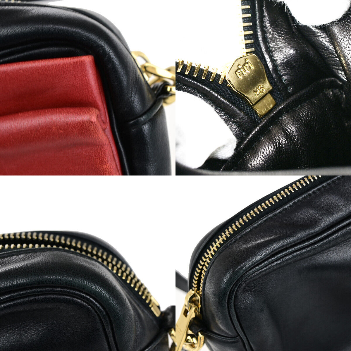 PRADA Logo Fiocco Bow Mini Crossbody Shoulder Bag Leather Black Red GHW 28YG621