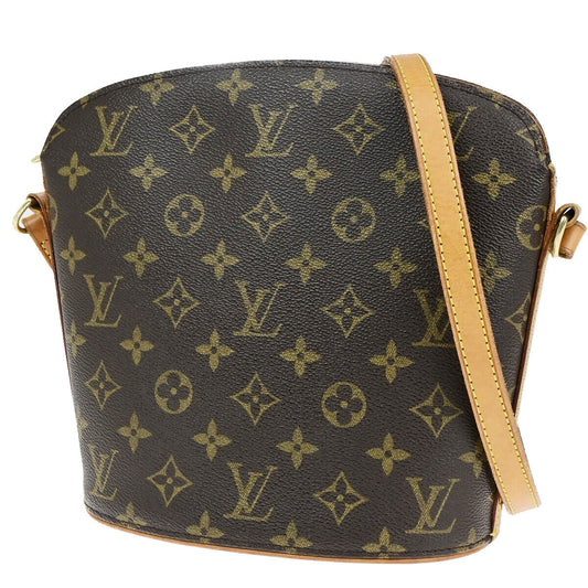 LOUIS VUITTON Logo Drouot Shoulder Bag Monogram Leather Brown M51290 73YG629