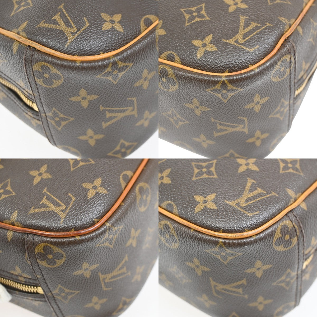 LOUIS VUITTON LV Logo Trouville Hand Bag Monogram Leather Brown M42228 85YH889