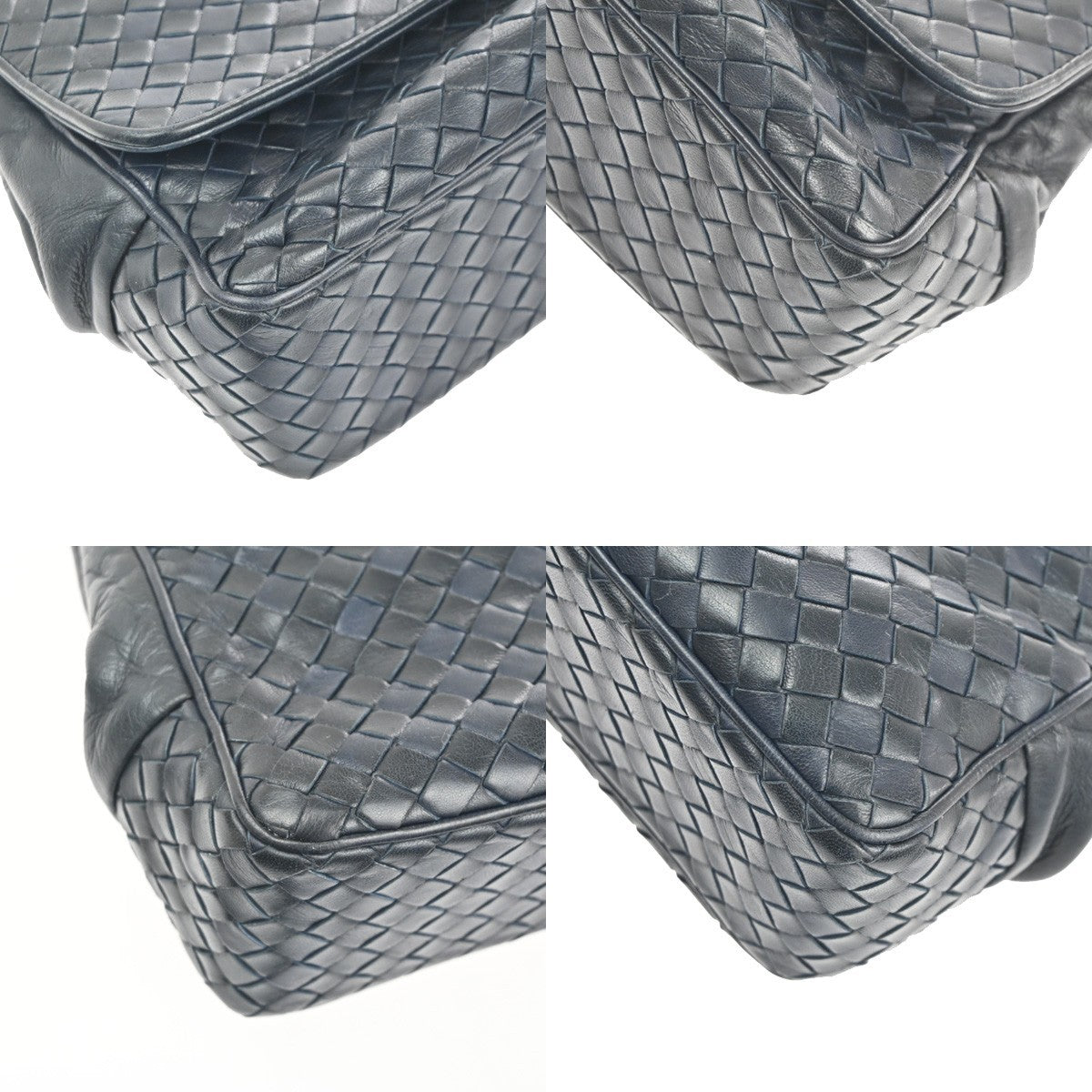 BOTTEGA VENETA Intrecciato Hand Bag Leather Navy Italy GHW 87TA525