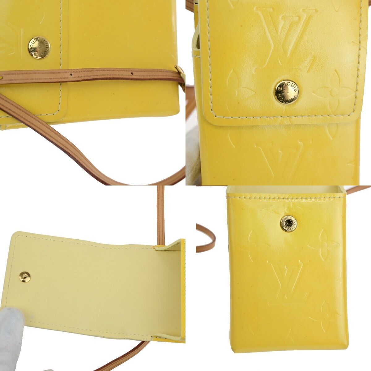 LOUIS VUITTON Walker Shoulder Bag Monogram Vernis Leather Yellow M91074 69SJ178