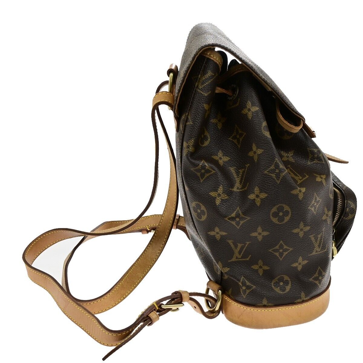 LOUIS VUITTON Montsouris MM Backpack Bag Monogram Leather Brown M51136 21ED423