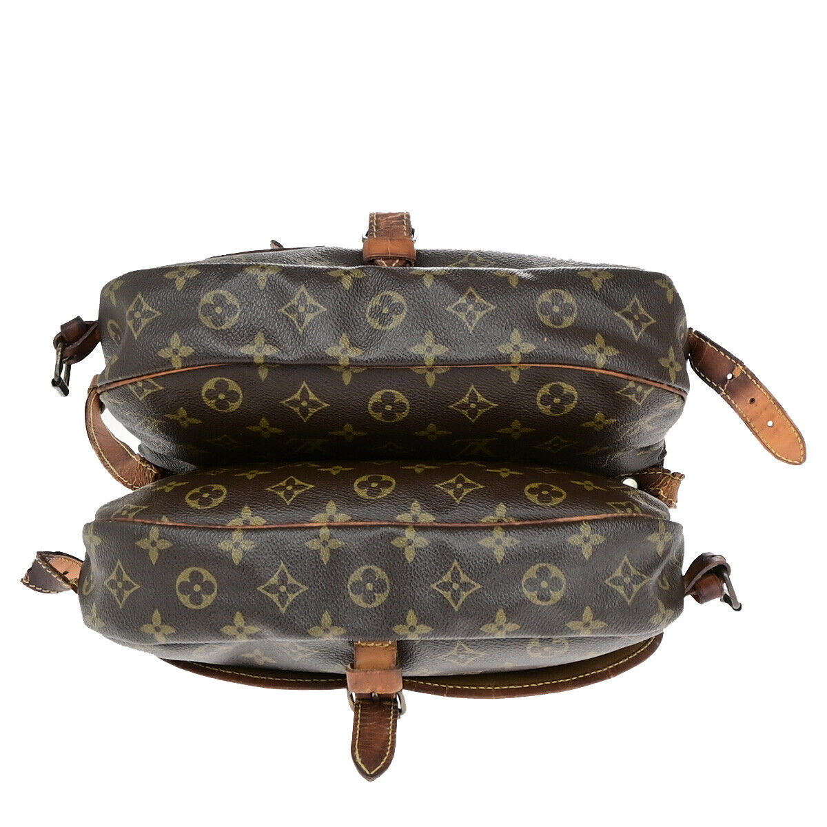 LOUIS VUITTON Logo Saumur 30 Shoulder Bag Monogram Leather Brown M42256 09YE885