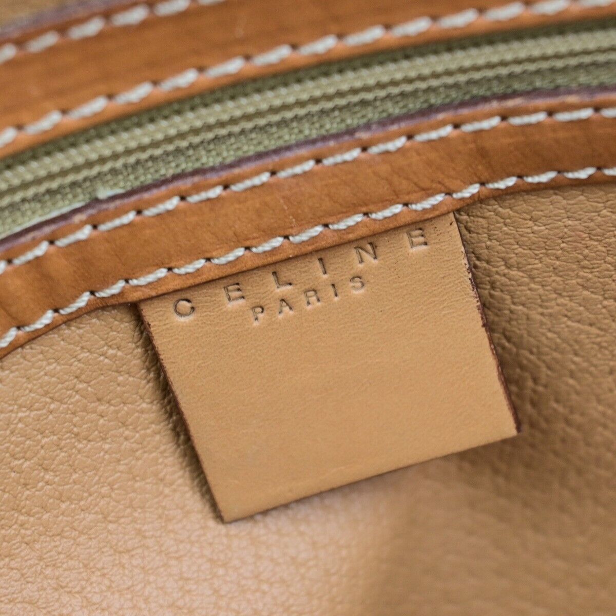 CELINE Logo Macadam Pattern Hand Bag PVC Leather Brown Gold Italy 64EB492