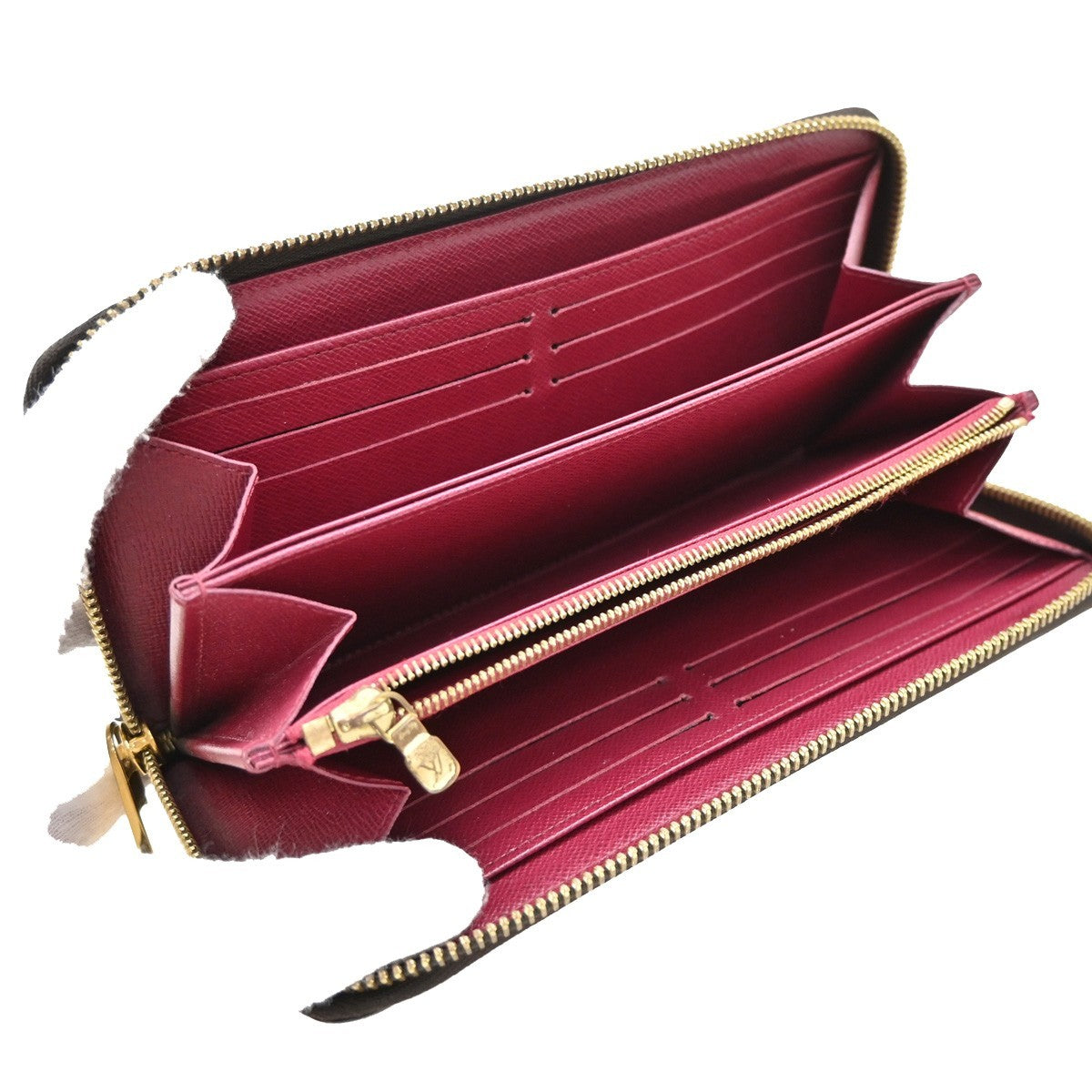 LOUIS VUITTON Zippy Long Wallet Monogram Leather Brown Fuchsia M41895 84KB294