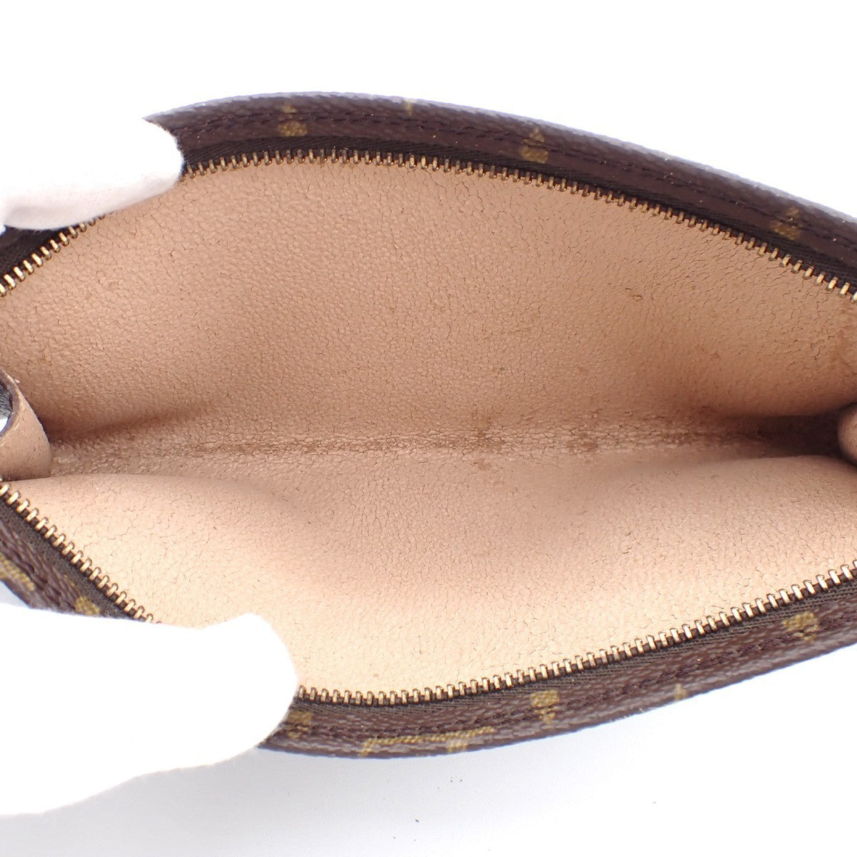 LOUIS VUITTON LV Logo Bucket GM Pouch Bag Monogram Leather Brown Gold 66KC145