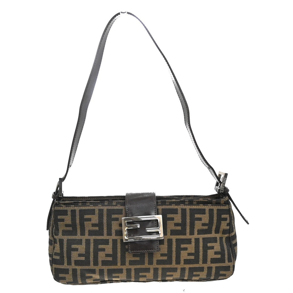 FENDI Mamma Baguette Zucca Shoulder bag Canvas Leather Brown SHW Italy 50MA115