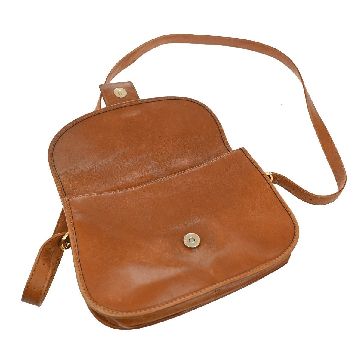 CELINE Logo Shoulder Bag Leather Brown GHW Made In Italy 02FC143