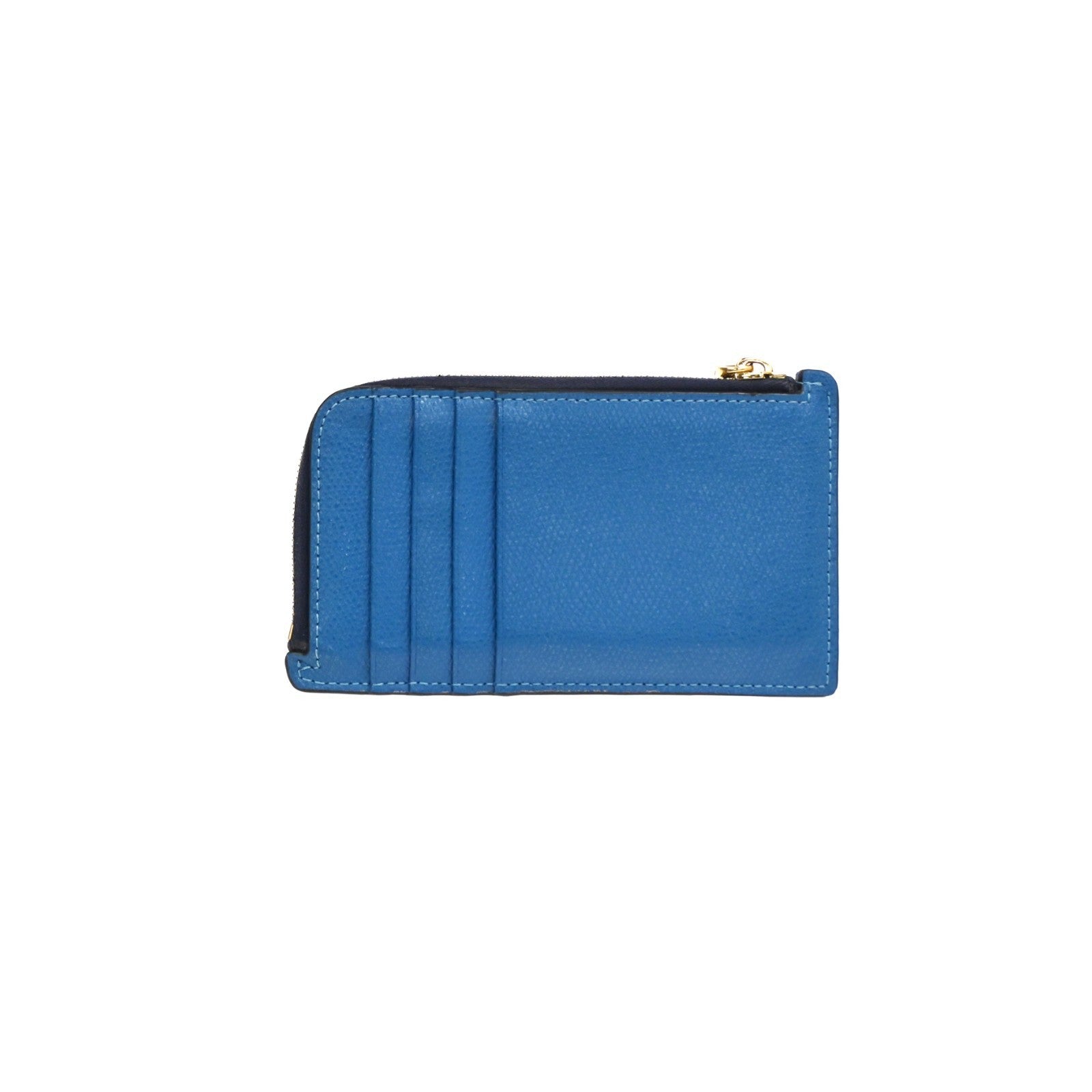FENDI  Logo Fragment Case Coin Wallet Purse Leather Blue GHW Italy 63CA862