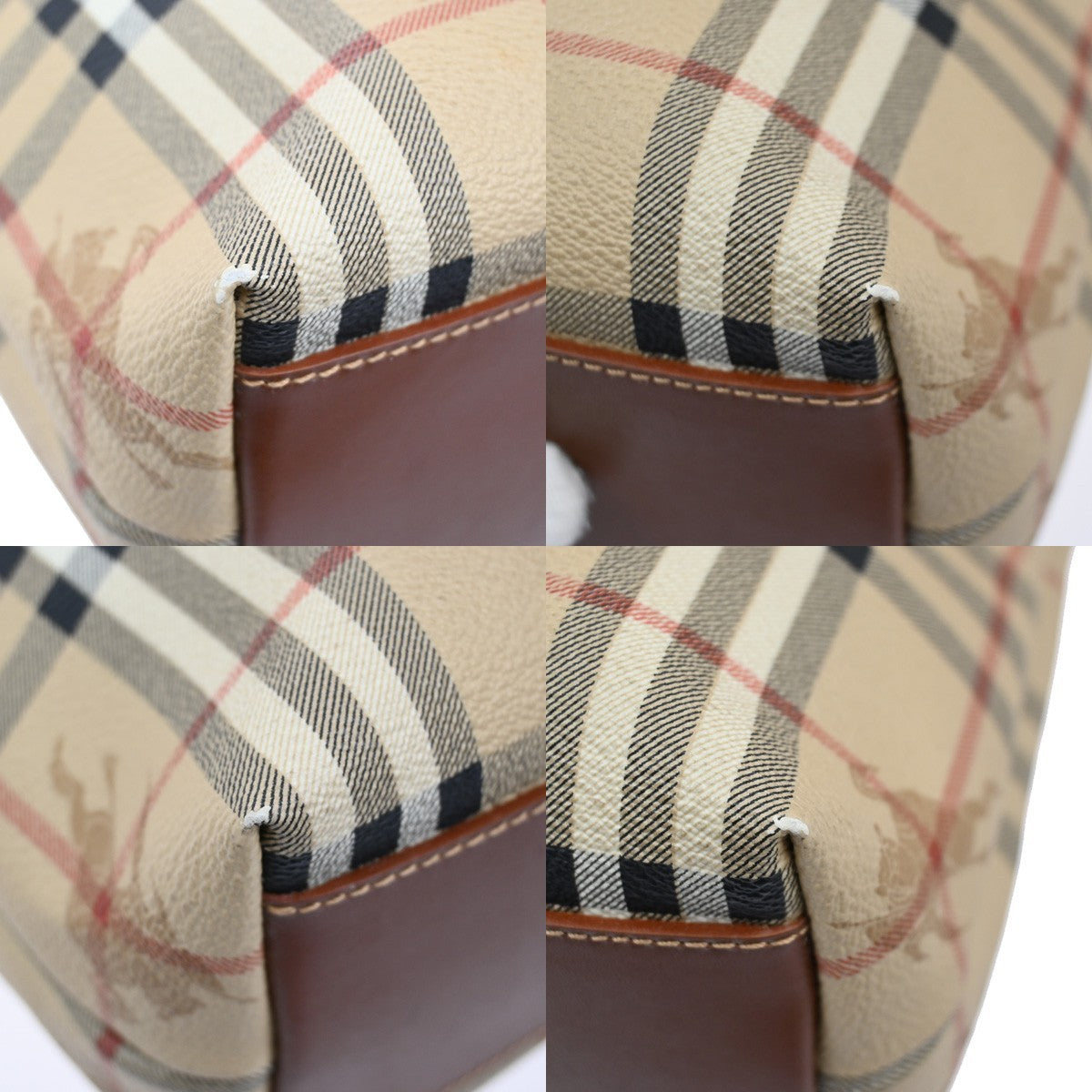 BURBERRY Logo Nova Check Shoulder Tote Bag PVC Leather Beige Italy  31TA070