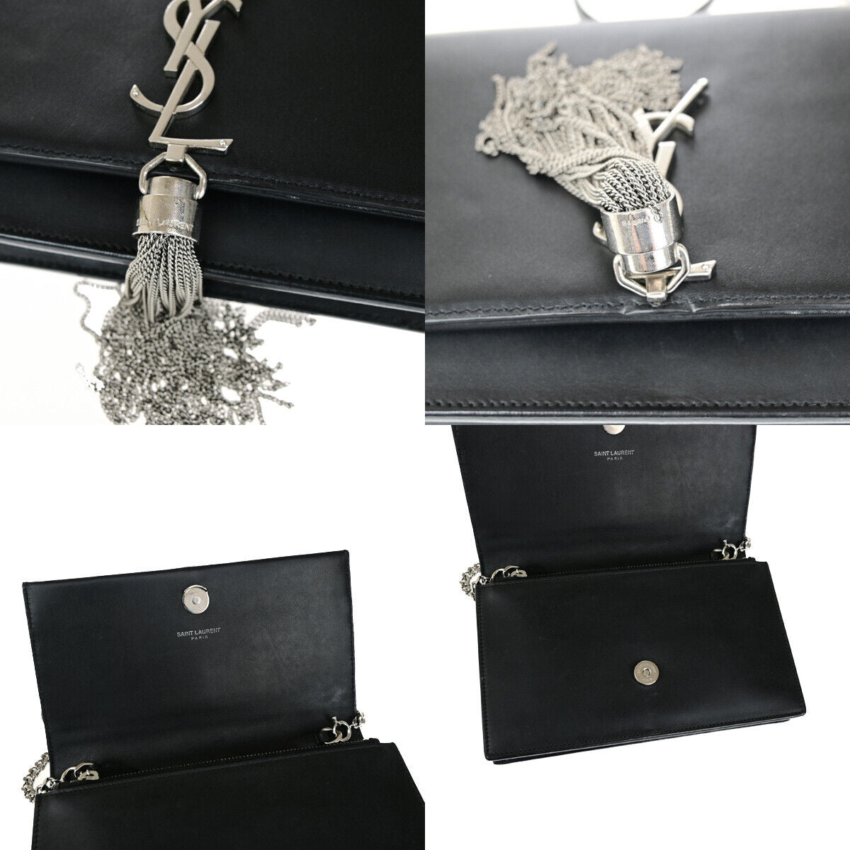 SAINT LAURENT Kate Chain Mini Shoulder Bag Wallet Tassel Leather BK SHW 631YG577