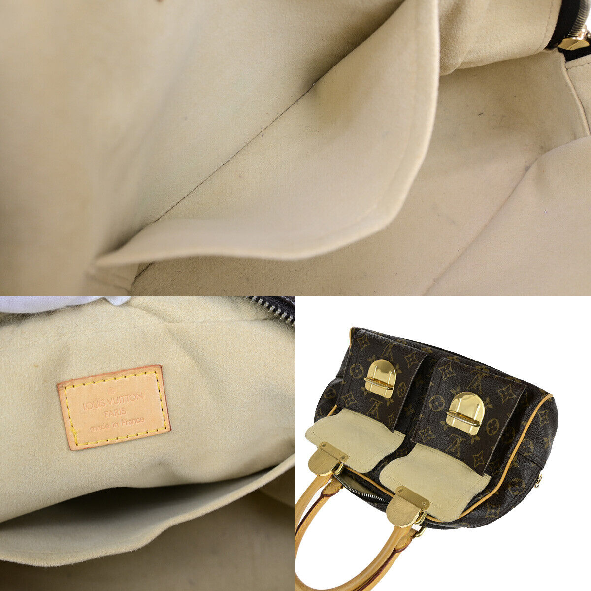 LOUIS VUITTON Manhattan PM Hand Bag Monogram Leather Brown Gold M40026 85YG724