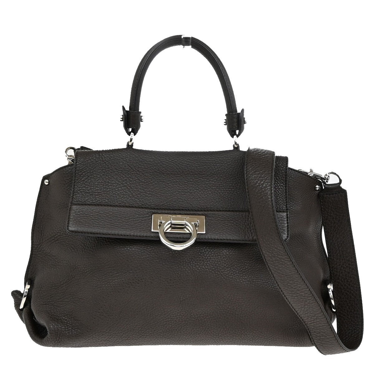 SALVATORE FERRAGAMO Sofia Gancini 2Way Shoulder Hand Bag Leather Brown 86EE165