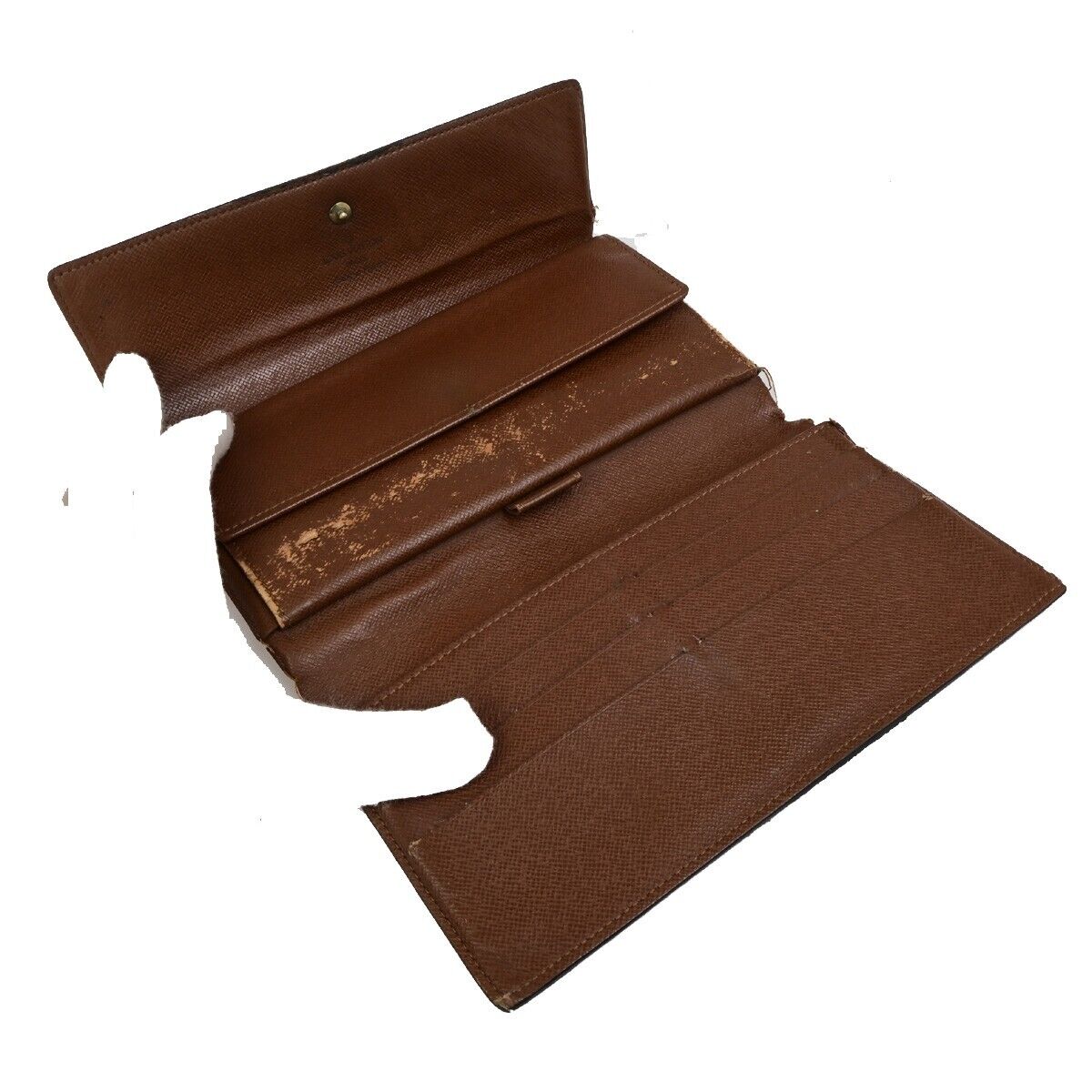 LOUIS VUITTON LV Logo 3 Set Trifold Bifold Wallet Monogram Leather Brown 09KA447