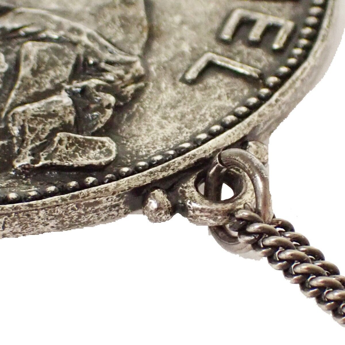 CHANEL CC Logo Coco Mademoiselle Pendant Necklace Silver Italy Accessory 88YD190