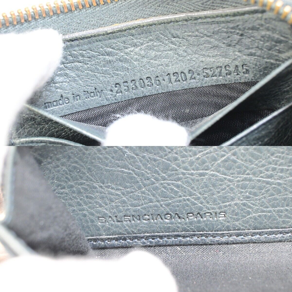 BALENCIAGA Logo Continental Zip Around Long Wallet Purse Leather Gray 01FB096