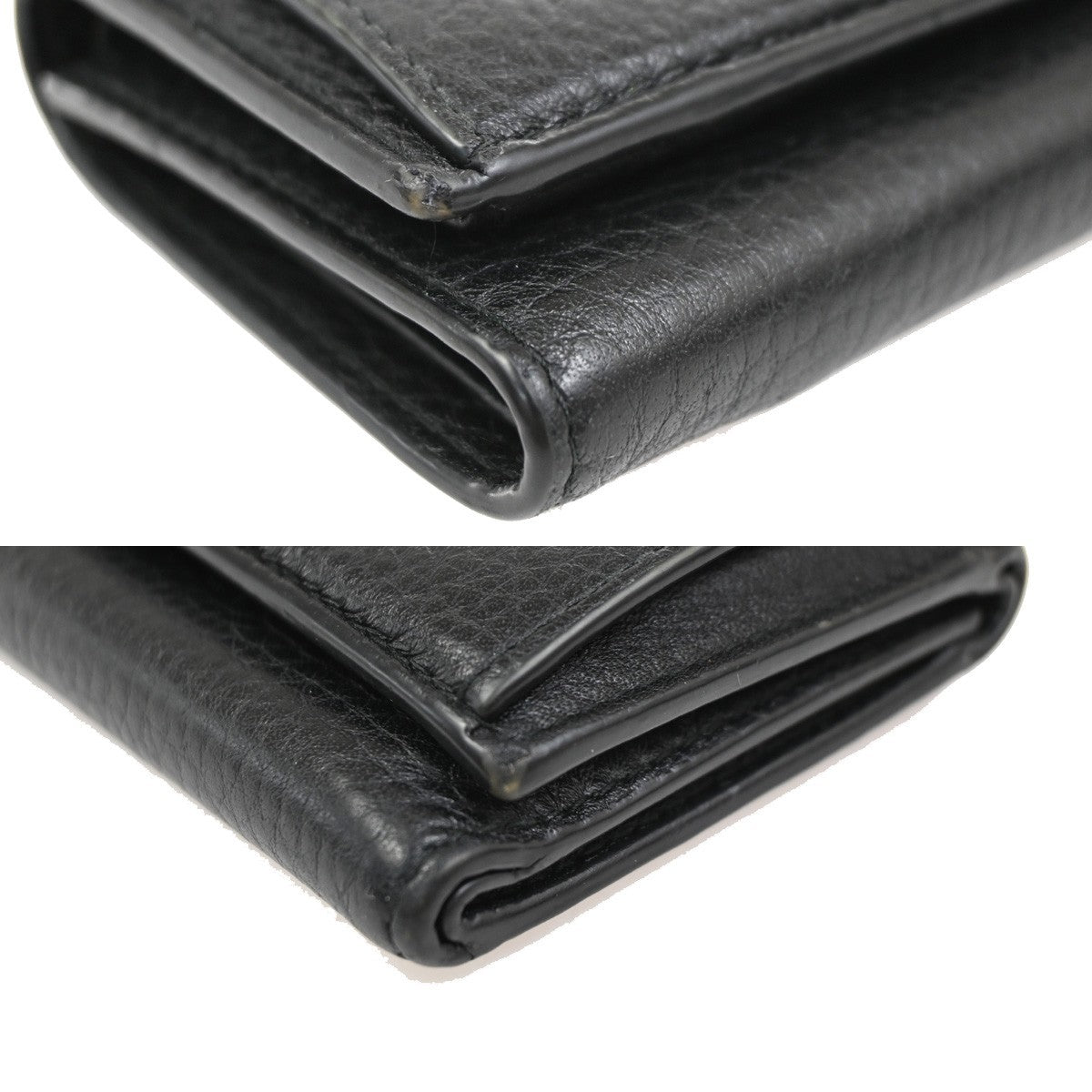 PRADA Logo Mini Compact Trifold Wallet Vitello Leather Black GHW 62KC693