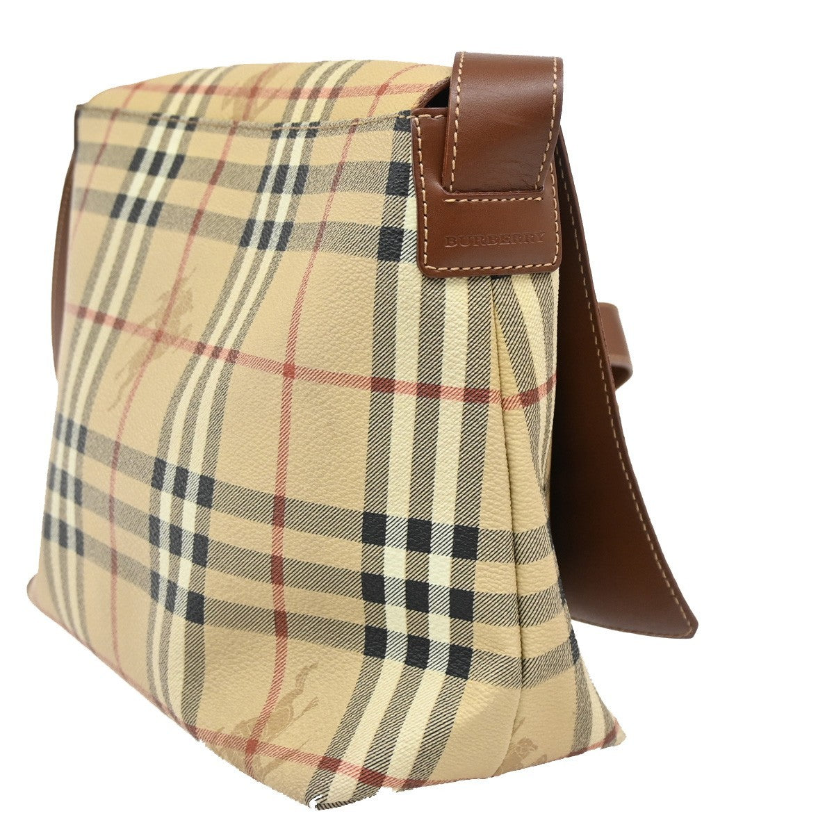 BURBERRY Logo Nova Check Shoulder Bag PVC Leather Brown GHW 31CA247