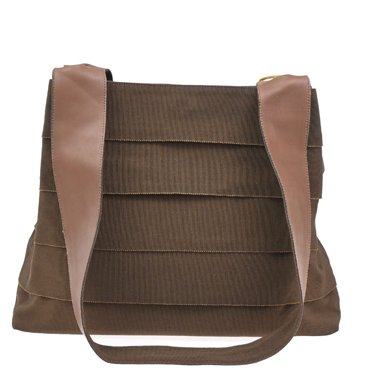 SALVATORE FERRAGAMO Vara Shoulder Bag Canvas Leather Brown GHW Italy 02DA232