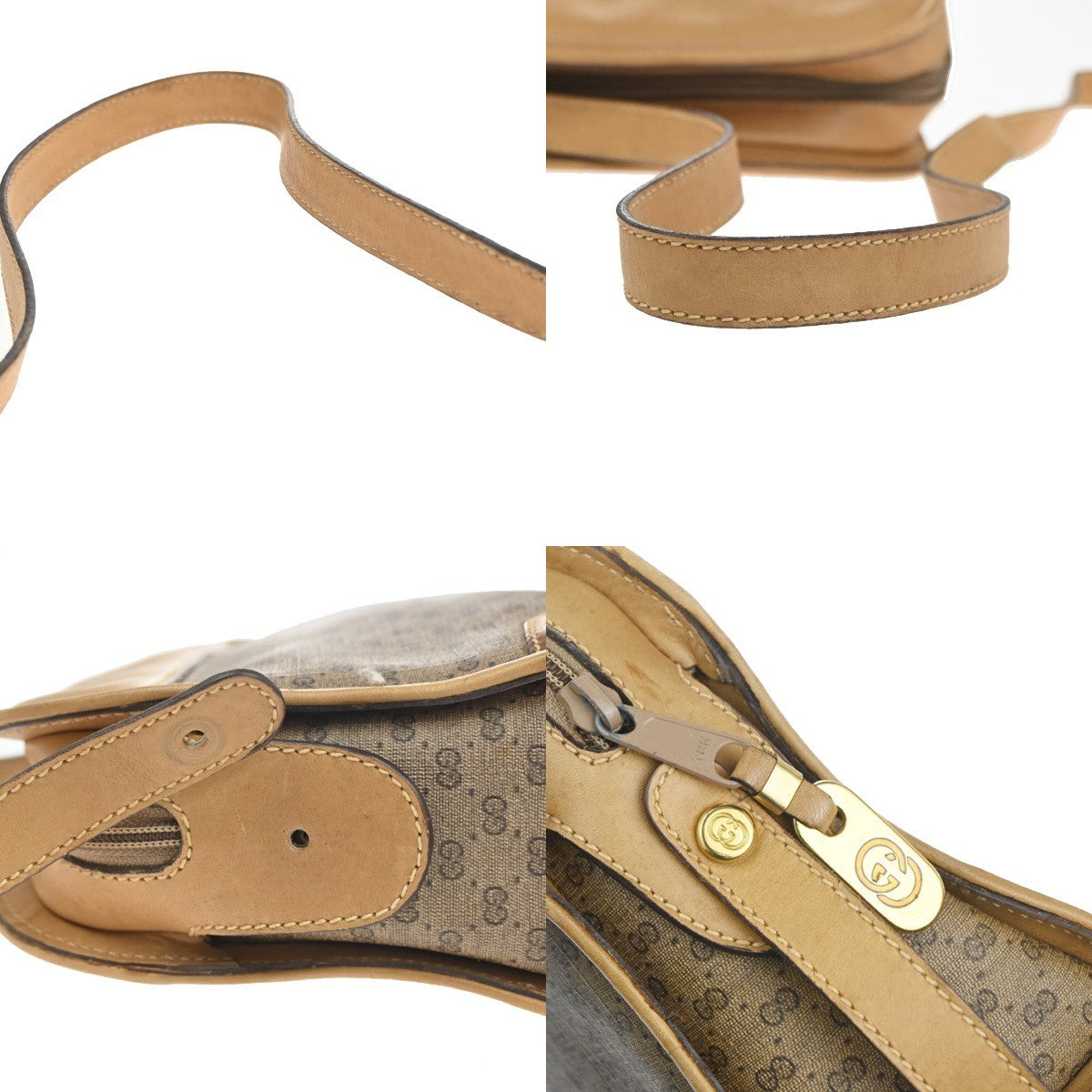 GUCCI Micro GG Pattern Crossbody Shoulder Bag PVC Leather Brown GHW 02TA593