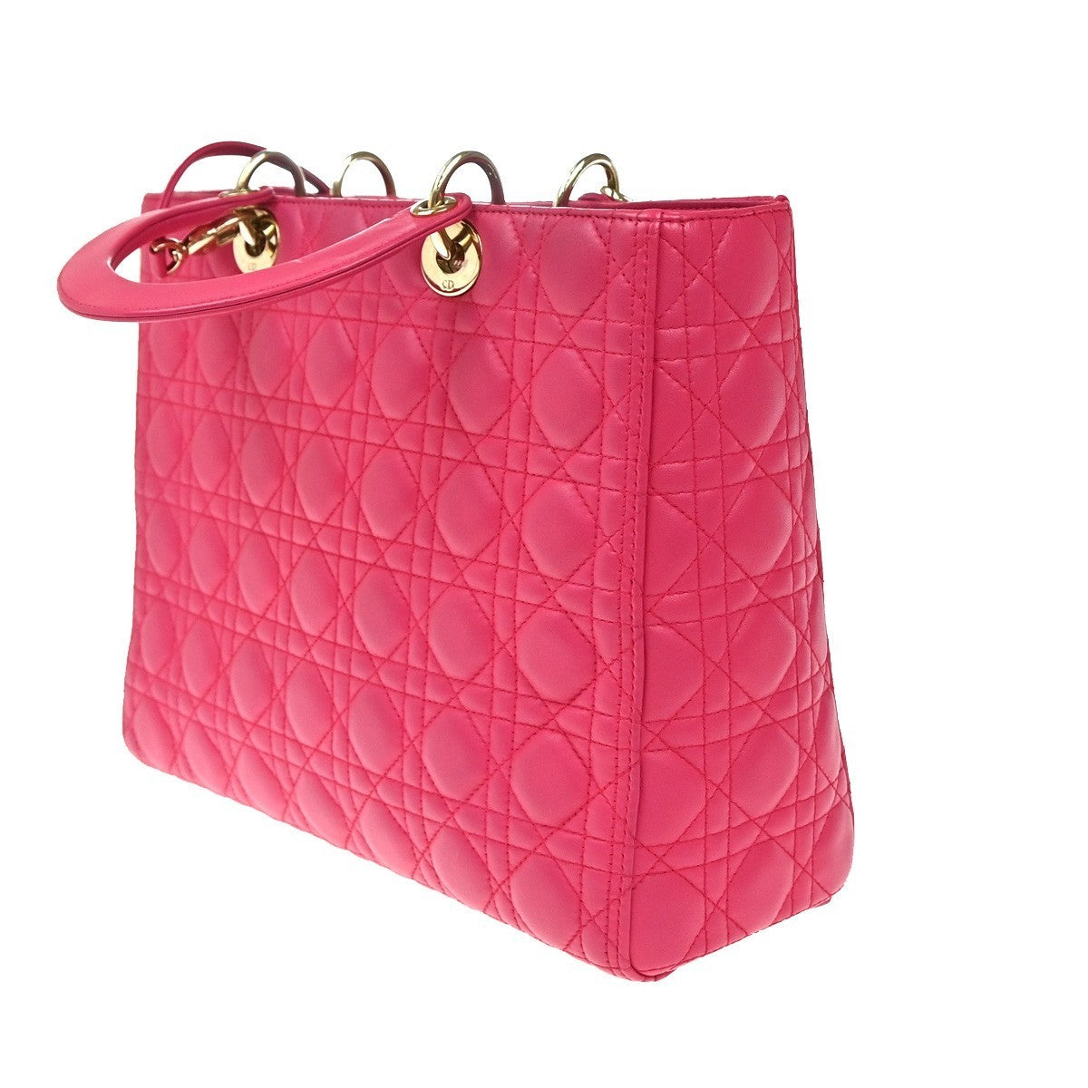 CHRISTIAN DIOR Lady Cannage 2Way Shoulder Hand Bag Leather Pink GHW 618RP028