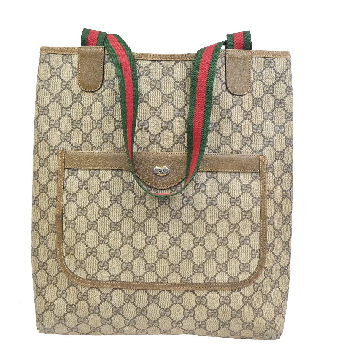 GUCCI Logo Sherry GG Pattern Shoulder Bag PVC Leather Brown Italy 67ZA325