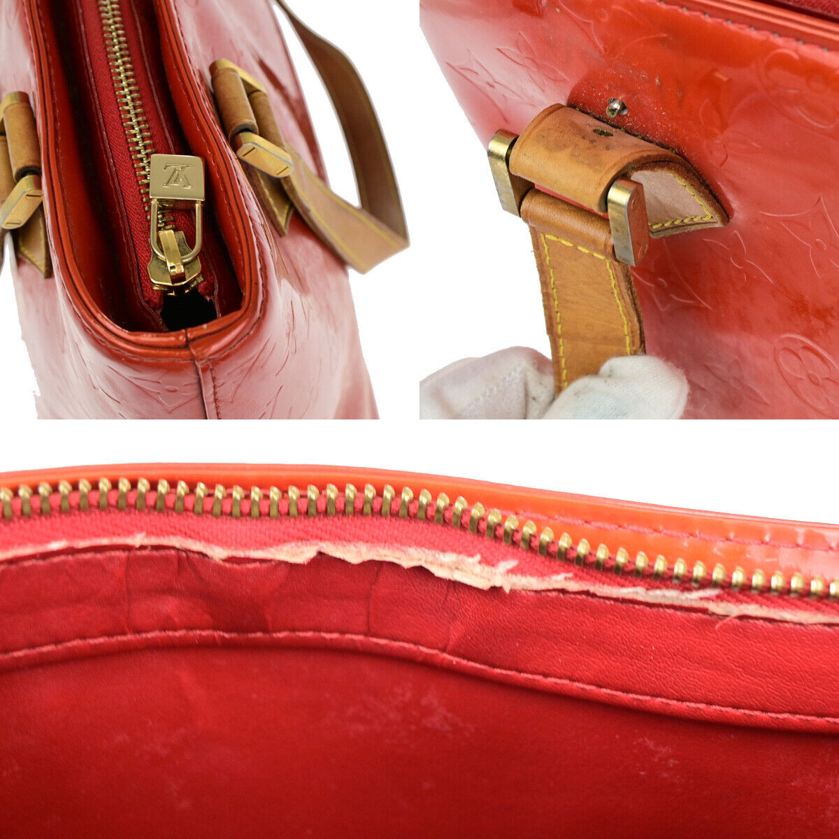 LOUIS VUITTON Houston Shoulder Bag Monogram Vernis Rouge M91092 60YF418