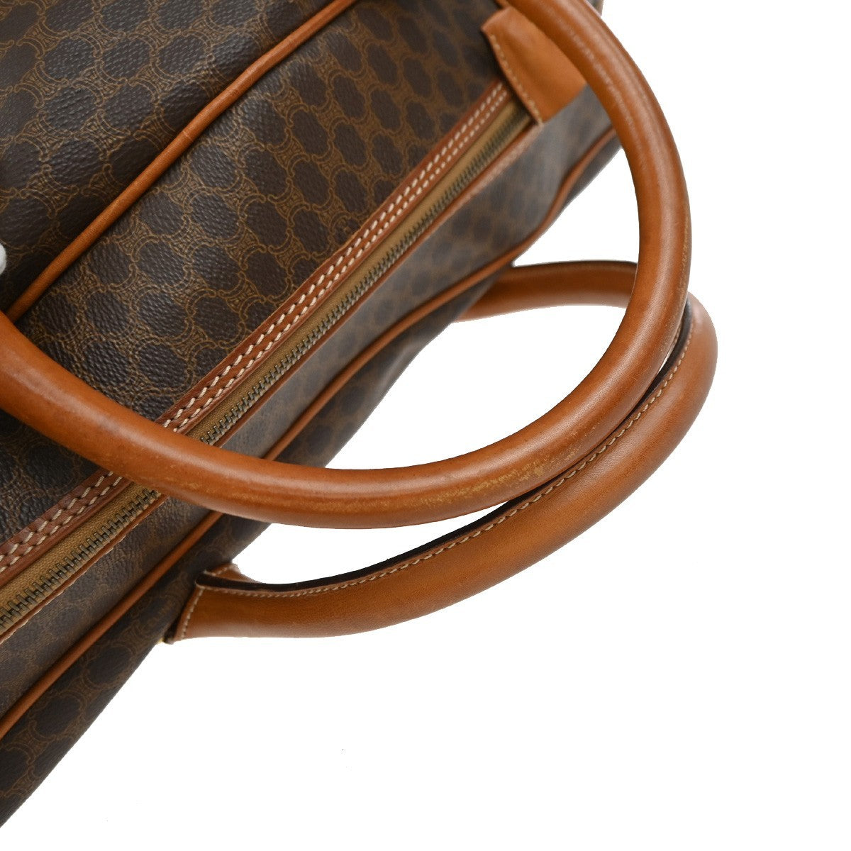 CELINE Macadam Pattern 2way Travel Shoulder Hand Bag PVC Leather Brown 33EG235