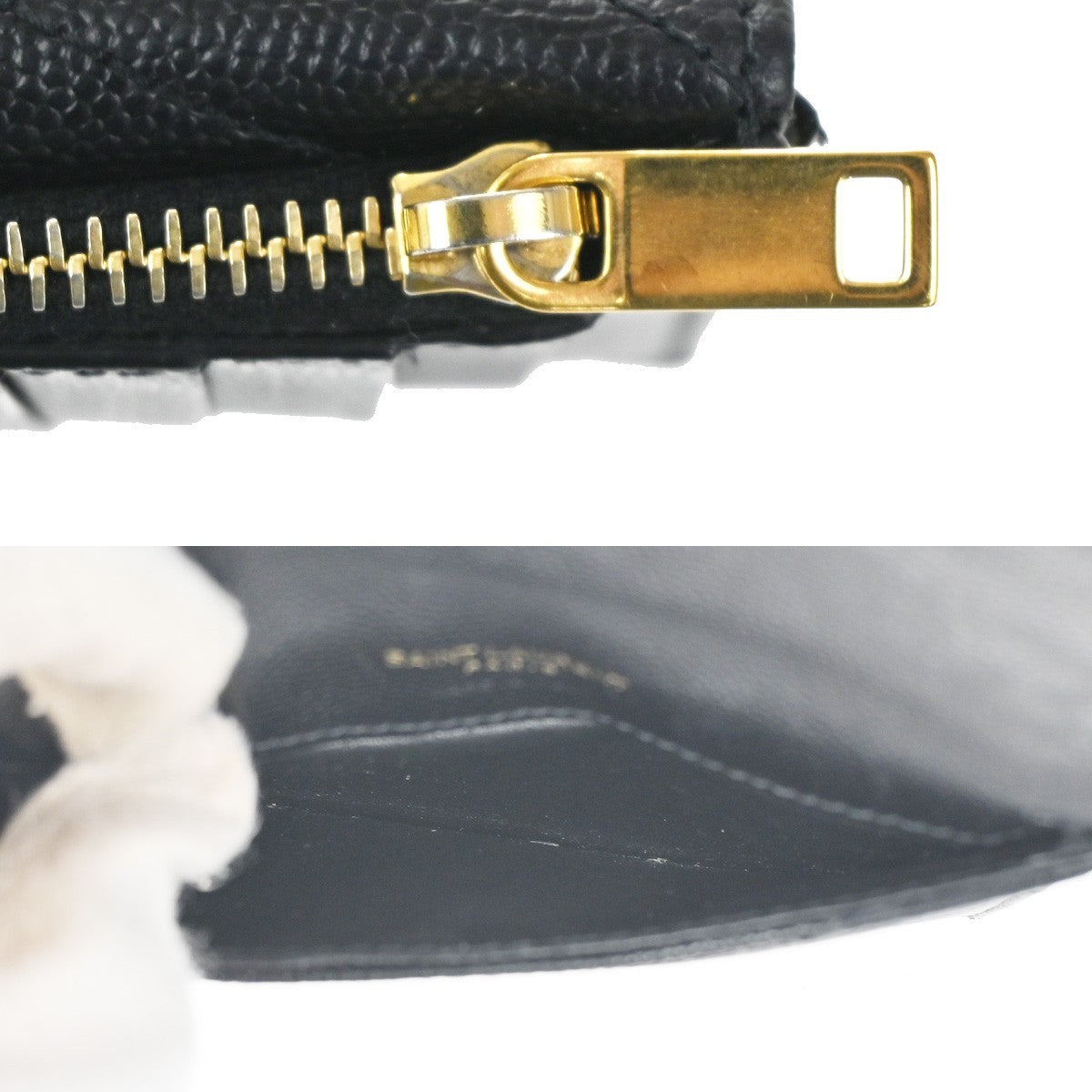 SAINT LAURENT YSL Logo Frap Card Coin Case Quilted Leather Black 612808 87KB982