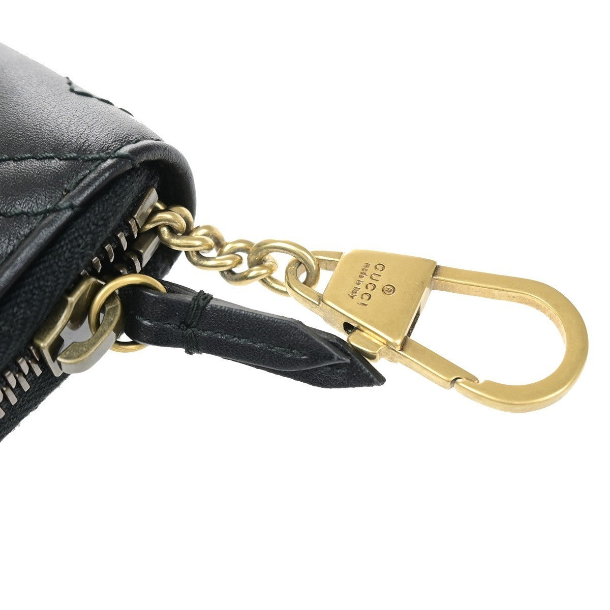 GUCCI GG Logo Marmont Key Pouch Case Leather Black Italy GHW 81YJ251