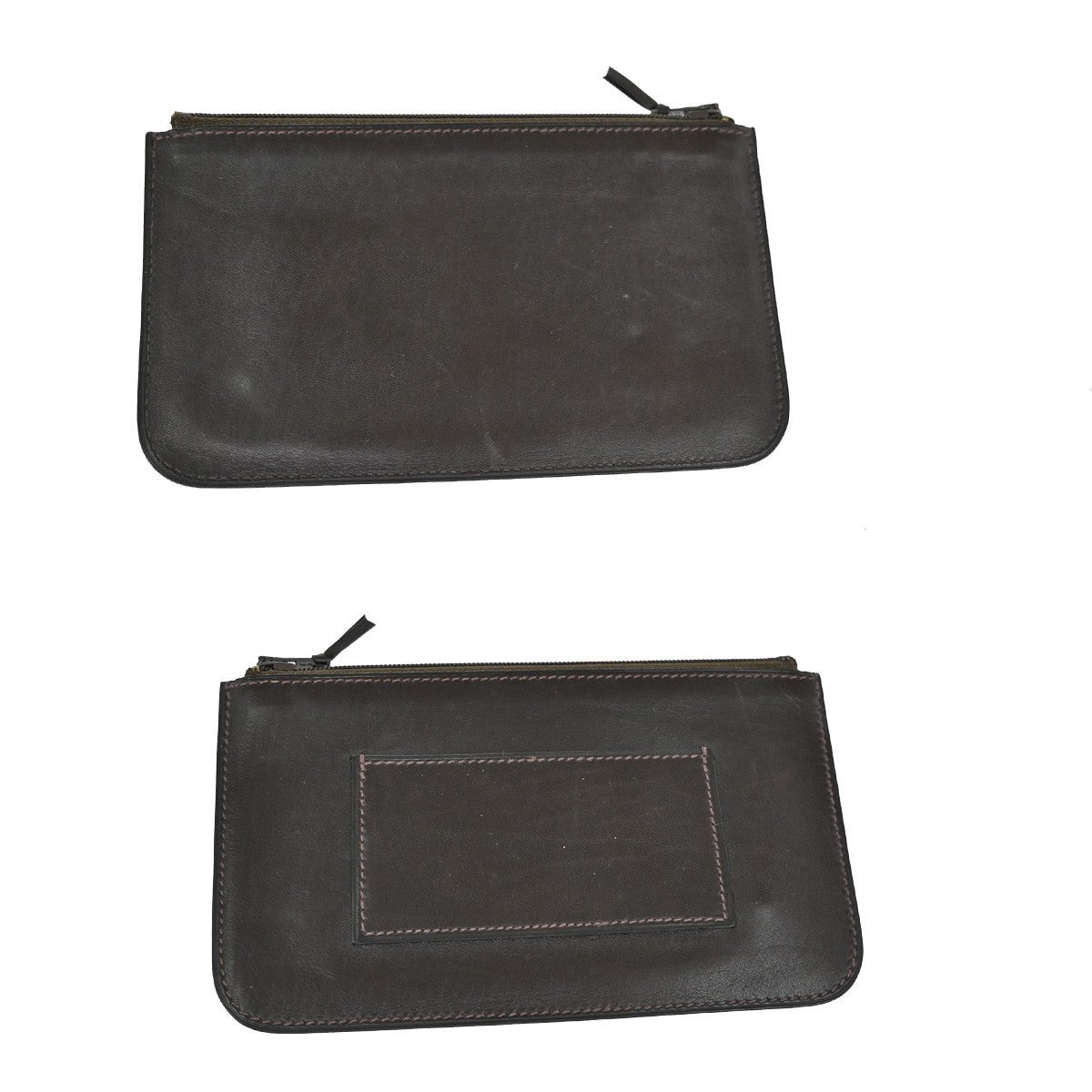HERMES Logo Dogon GM Long Bifold Wallet Square D Leather Brown SWH 73RF641