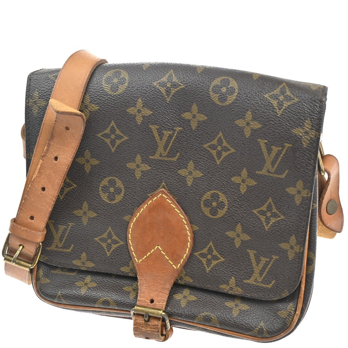 LOUIS VUITTON Cartouchiere MM Shoulder Bag Monogram Leather Brown M51253 62KC516