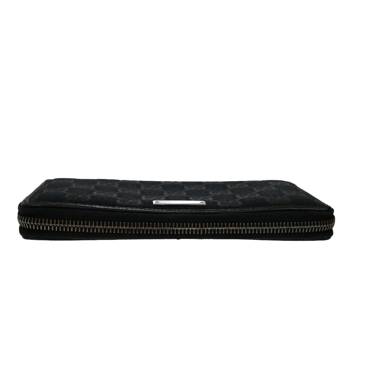 GUCCI Logo GG Pattern Long Zip Aroung Wallet Purse Canvas Leather Black 62YH231