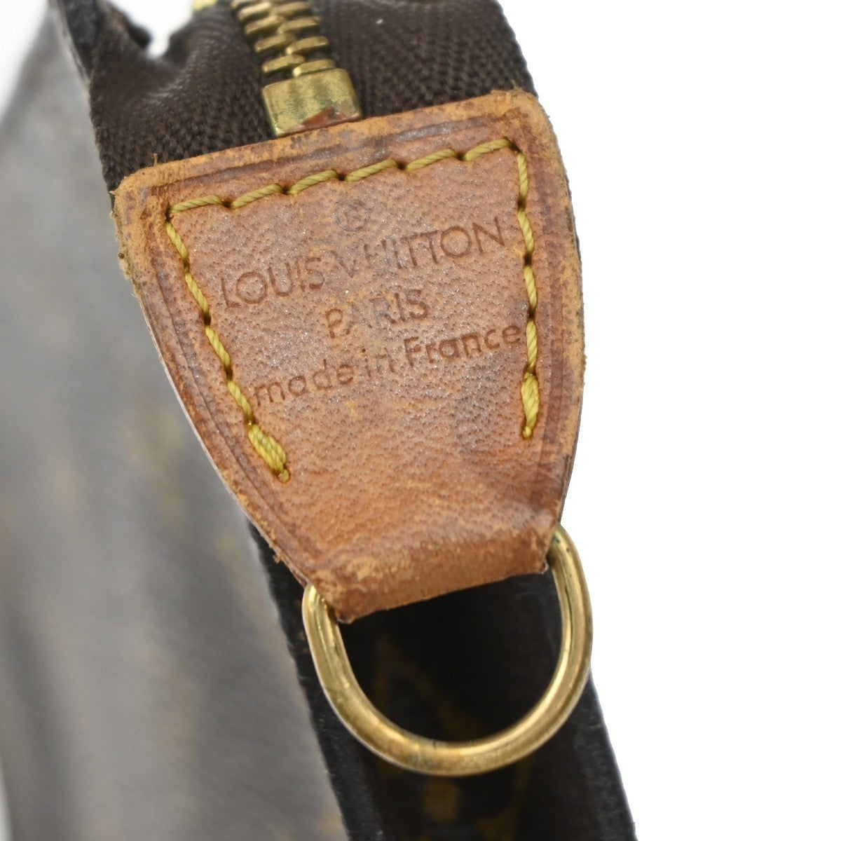LOUIS VUITTON Logo Bucket PM Pouch Bag Monogram Leather Brown France 60KP177