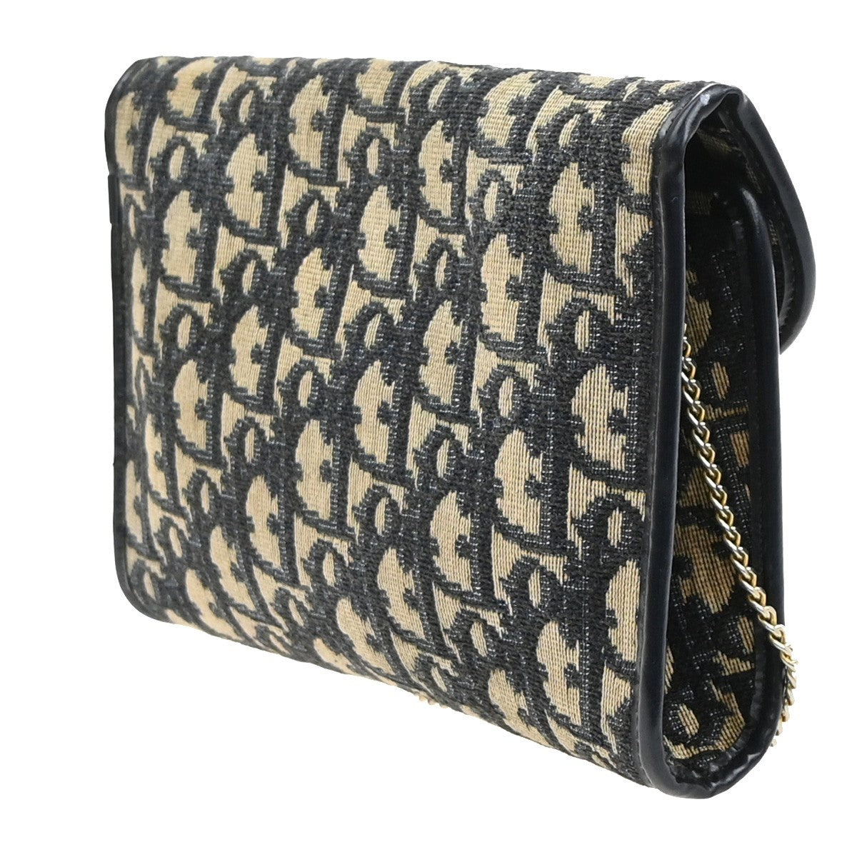 CHRISTIAN DIOR Trotter Chain Shoulder Bag Canvas Leather Blue France 64MA652