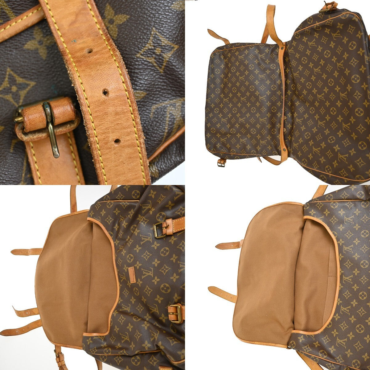 LOUIS VUITTON Logo Saumur 43 Shoulder Bag Monogram Leather Brown M42252 85FB601