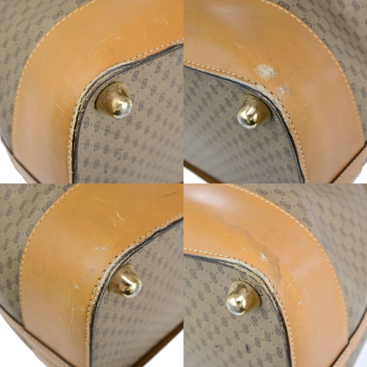 GUCCI Logo Sherry GG Pattern Travel Hand Bag PVC Leather Brown Italy 62YG543