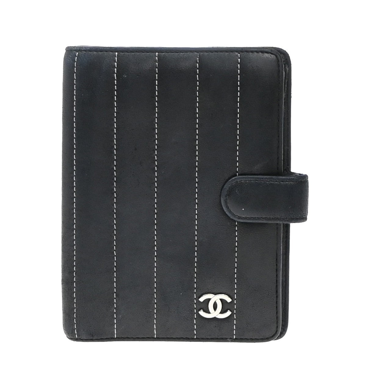 CHANEL Mademoiselle Agenda Day Planner Notebook Cover Leather Black SHW 60EG116