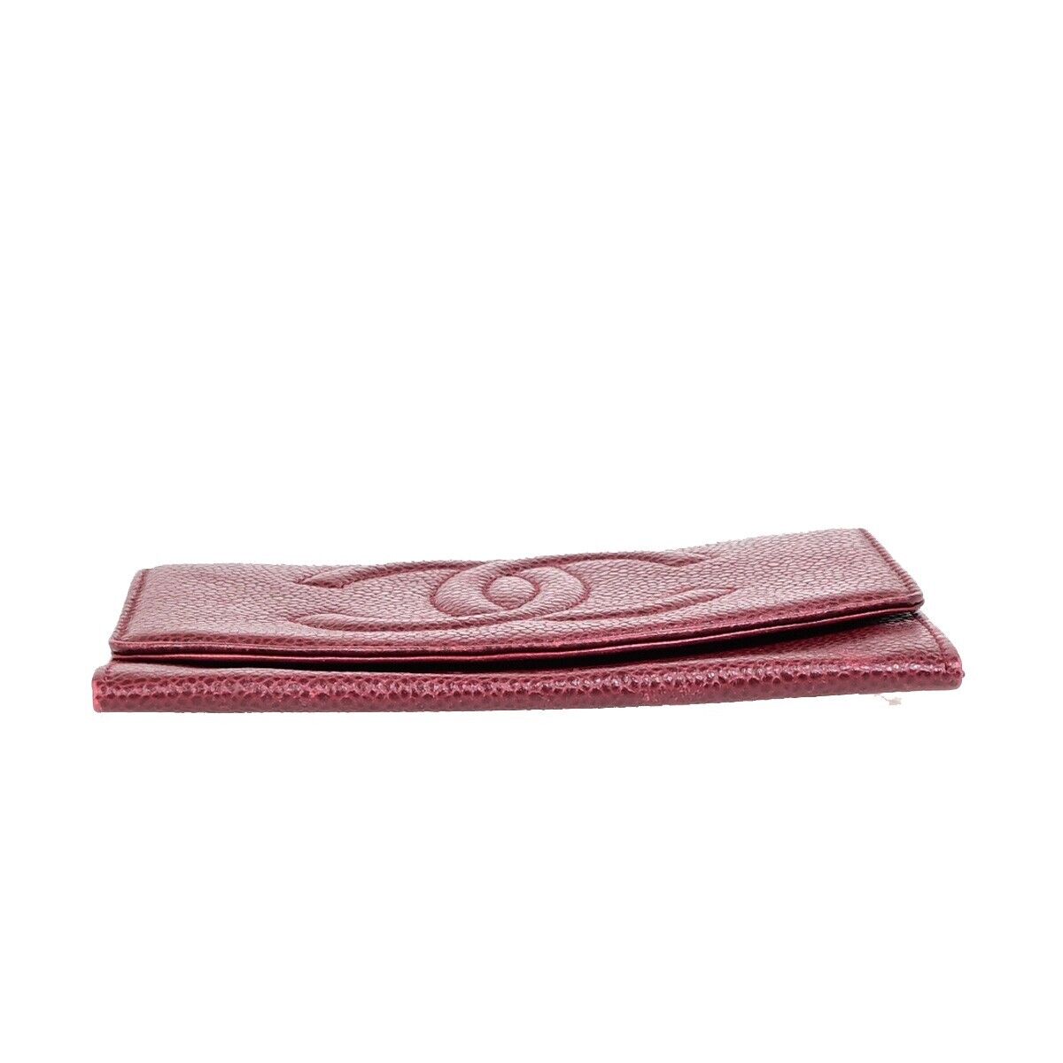 CHANEL CC Bifold Wallet Caviar Skin Leather Bordeaux GHW Italy Vintage 69EB229