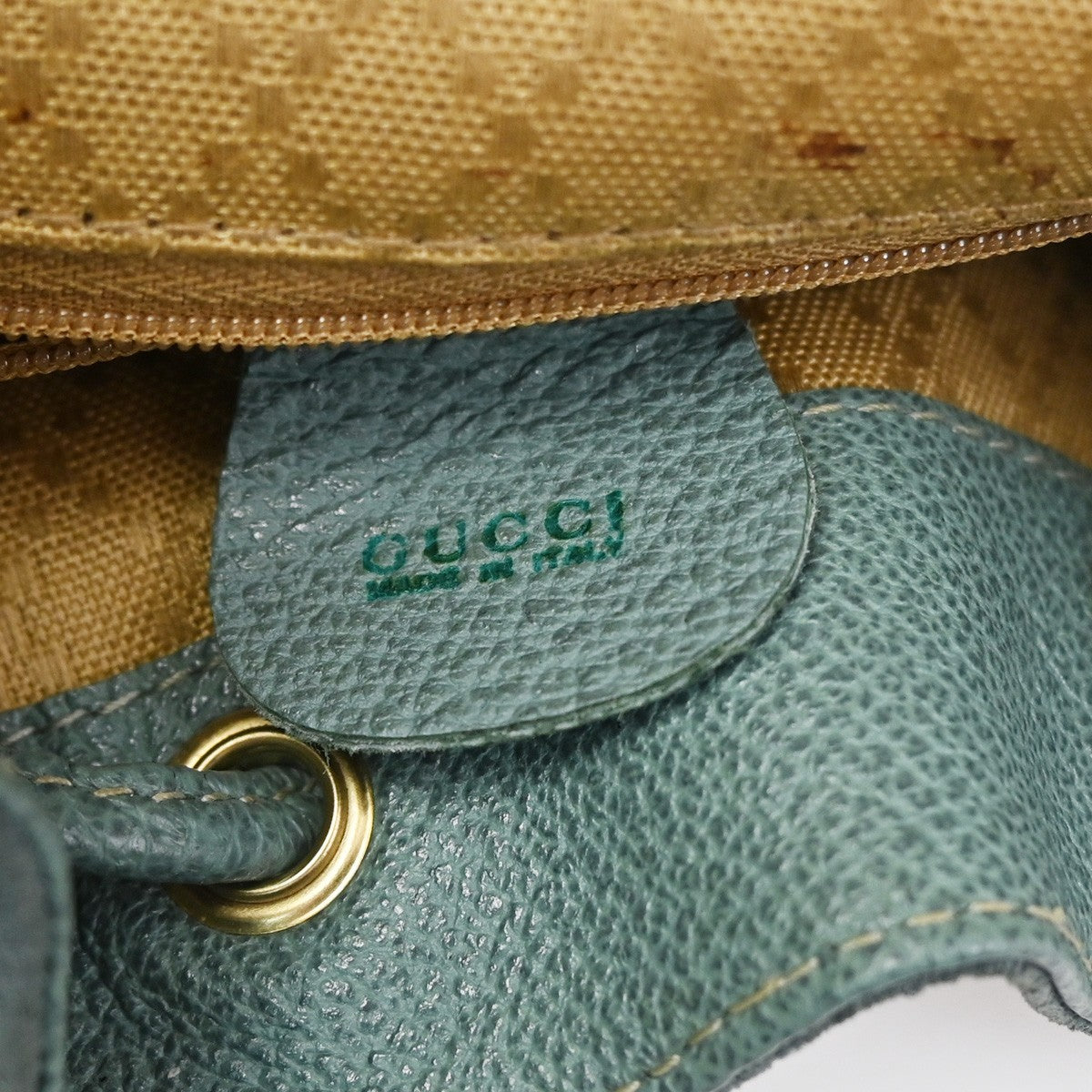 GUCCI Logo Bamboo Handle Mini Backpack Bag Suede Leather Green GHW Italy 36KC838