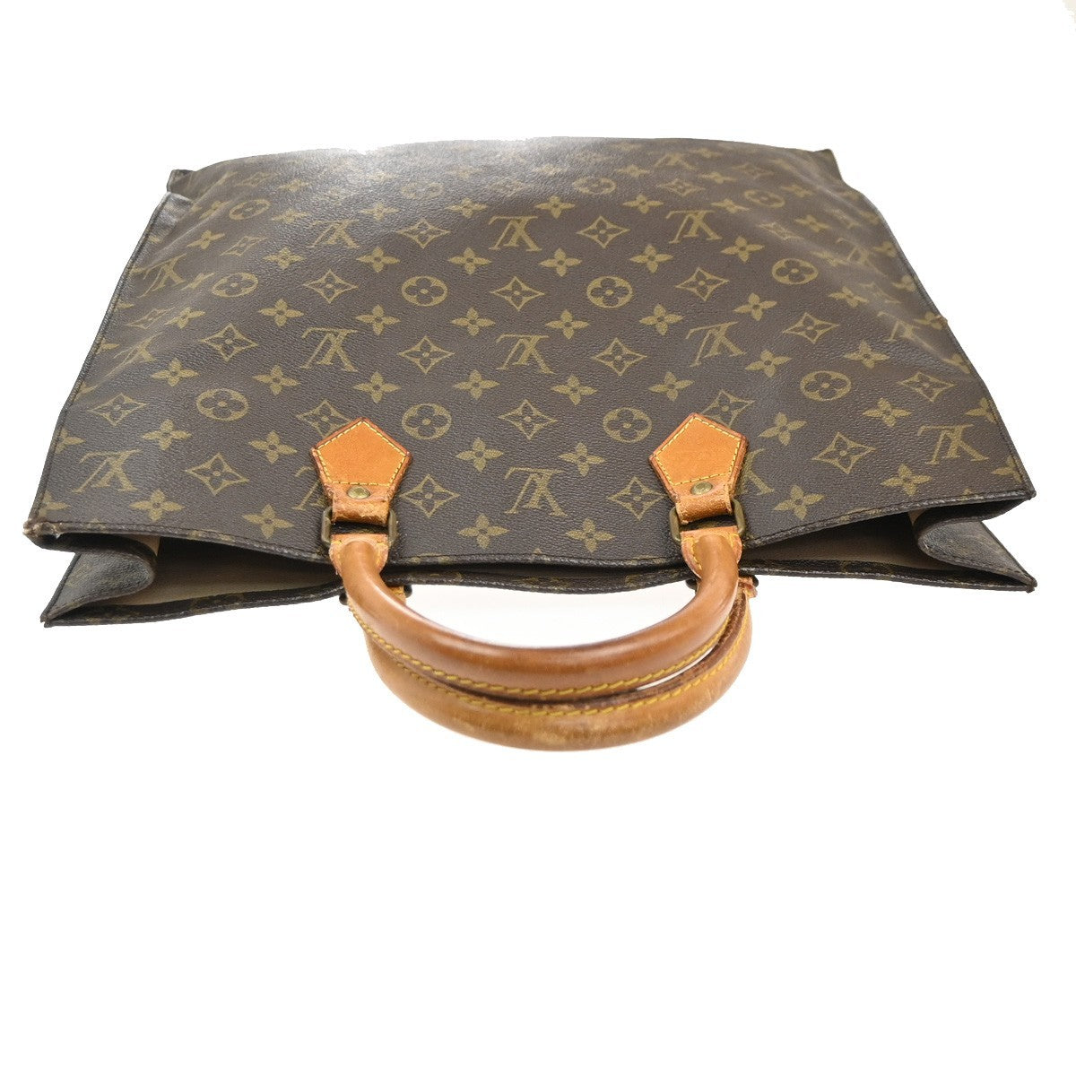 LOUIS VUITTON Logo Sac Plat Hand Tote Bag Monogram Leather Brown M51140 67MA451