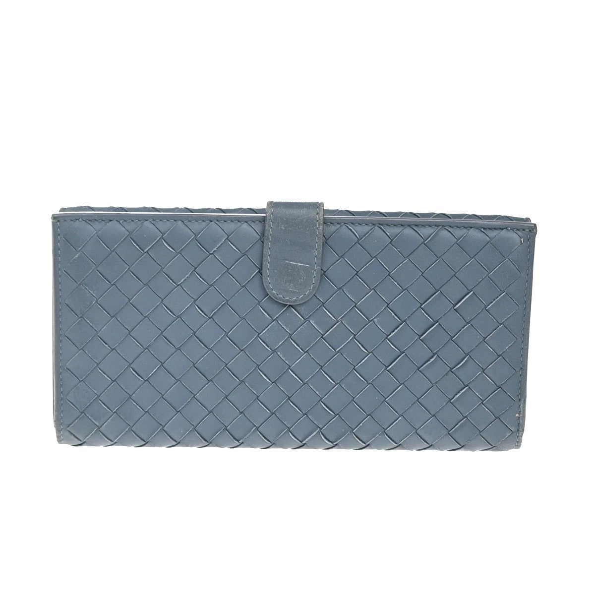 BOTTEGA VENETA Logo Intrecciato Long Bifold Wallet Leather Blue 67KP374