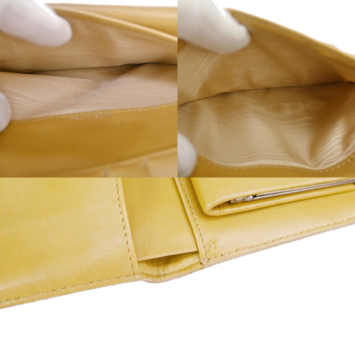 CHANEL CC Logo Icon Long Bifold Wallet  Purse Leather Beige SHW Italy 68EA127