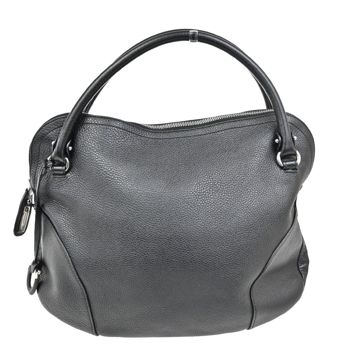 SALVATORE FERRAGAMO Logo Gancini Shoulder Hand Bag Leather Black 30TA292