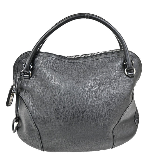 SALVATORE FERRAGAMO Logo Gancini Shoulder Hand Bag Leather Black 30TA292